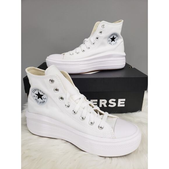 NEW Converse CTAS MOVE HI SOLID WHITE SIZE 9 WOMEN NATURAL IVORY PLATFORM SHOES